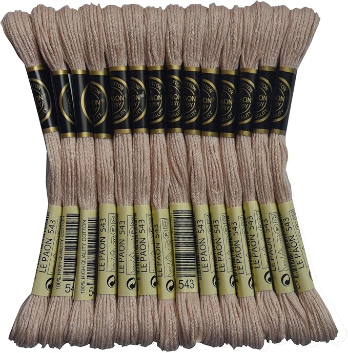 LE PAON Embroidery Floss, 14-Pack Six Strands 100% Long Staple Cotton Embroidery Thread, 8.7-Yard，Color Number：543,Very Light Beige Brown