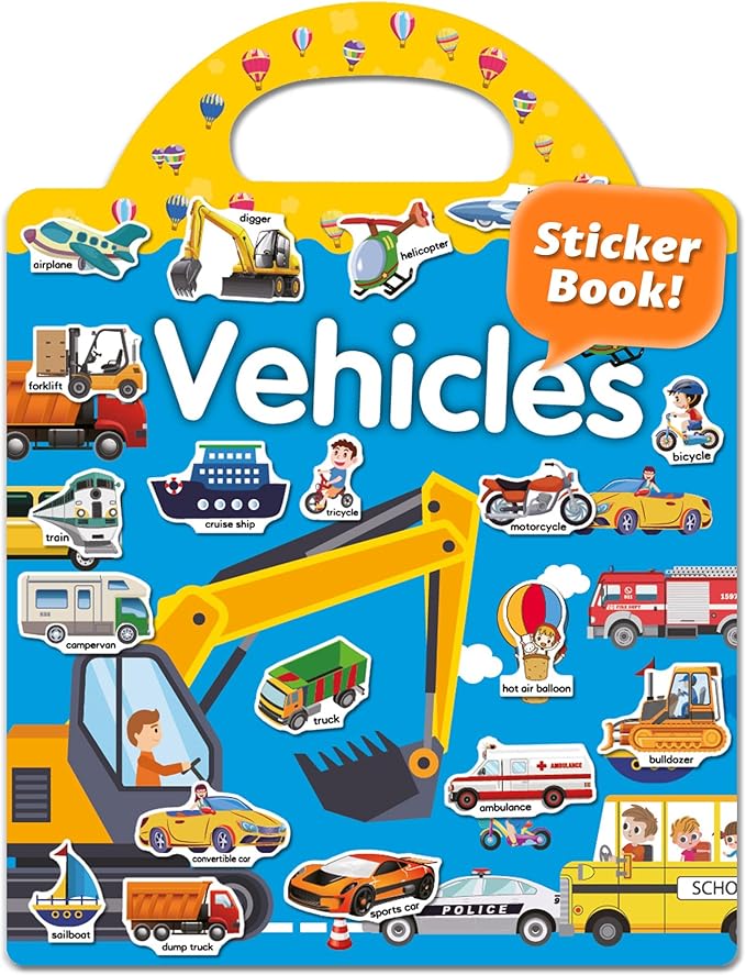 walenced reusable sticker book for toddlers, stickers for kids, toddler craft activities, toddler travel toys ages 3 and up boy girl birthday gifts