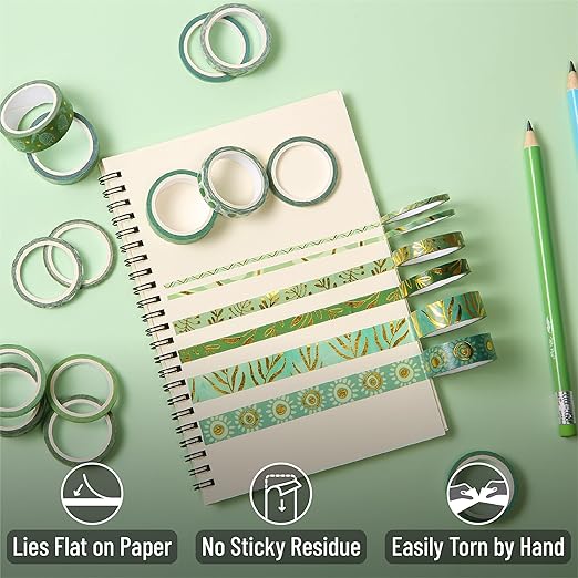 Mr. Pen- Washi Tape Set, 24 Rolls, Assorted Sizes, Vintage Botanical & Butterfly, Washi Tape for Journaling