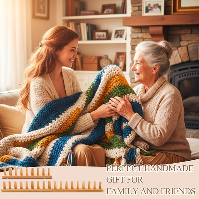 Novabright 46'' Chunky Knitting Loom Extra Large Knitting Loom for Blanket Making Adjustable Size Chunky Knit Foldable Portable Hand Weaving Kit for Beginner Yarn Craft Home Decor