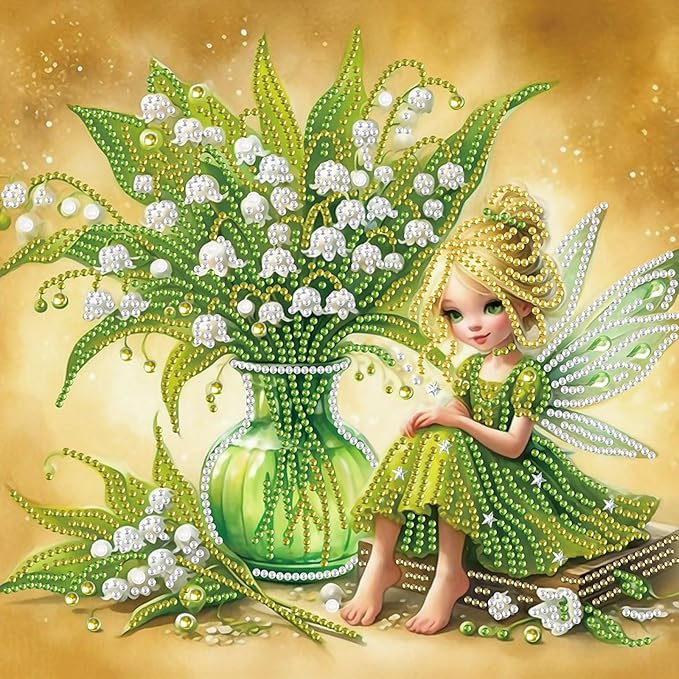 AiYuanzsh 5D Special Shape Diamond Art Kits for Beginners, Butterfly Fairy Diamond Art Painting Kits for Adults, Crystal Rhinestones Diamond Art Painting for Home Wall Decoration Gift 12×12 inch