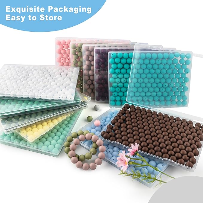 160Pcs 12mm Silicone Beads for Keychain Making Bracelet Necklace, Bulk Round Silicone Beads for Pens（Pastel Blue）