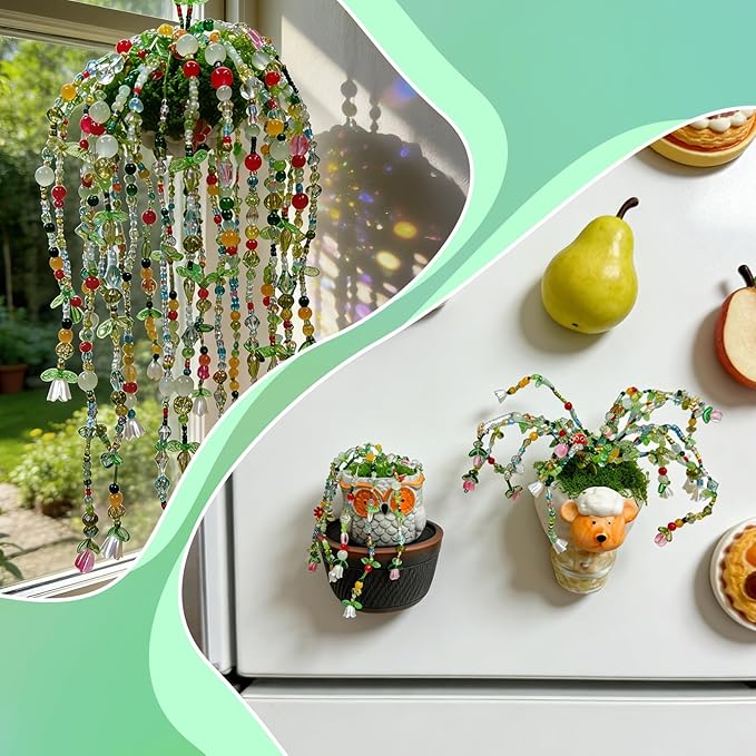 YLINKZORMA Green Glass Beads Plant Kit, Flower, Leaf, Crystal, Forever Plant Beads for Jewelry Making, Beaded Plant Crafting & DIY Handicrafts, Gift for Plants Enthusiasts