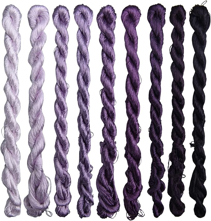 Natural 100% Silk Thread, Handmade Embroidery Thread Silk Floss 9 Colors 110m Each (74)