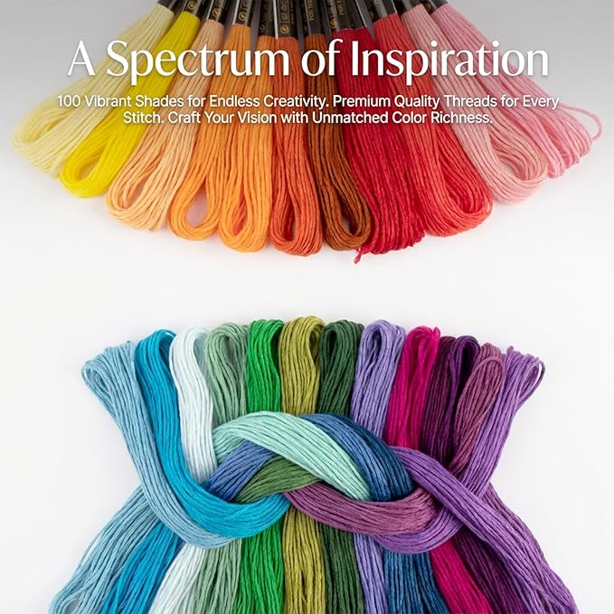 Sukh 100 Colour Embroidery Thread - Rainbow Embroidery Floss Bulk for DIY Sewing & Crafts