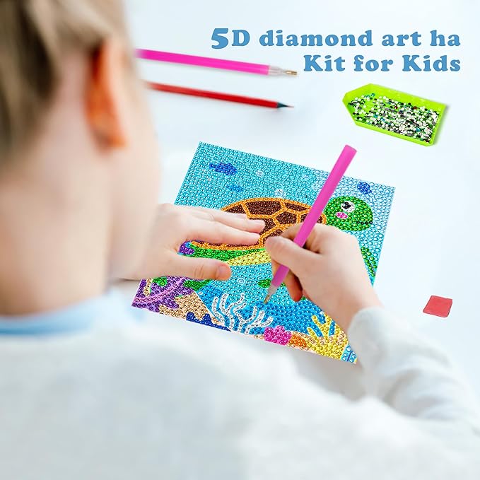 Labeol Diamond Art Kits for Kids Crafts for Girls Ages 6-8-10-12 Easy to DIY Creative Diamond Art Sticker Craft by Numbers Kits for Kids and Adult Beginners (4 Pack boy)