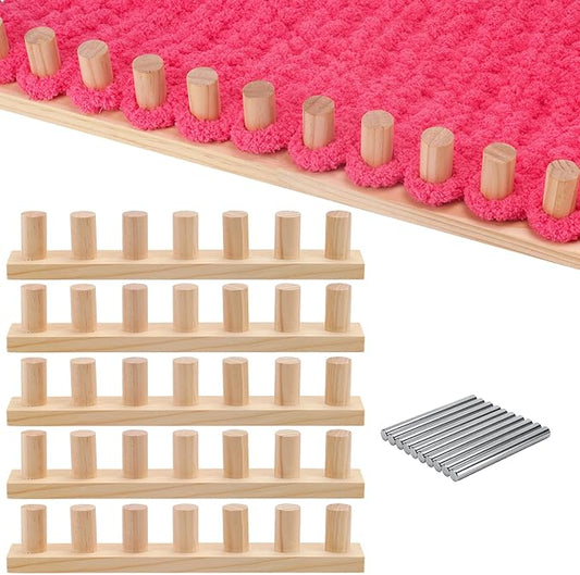 68" Chunky Blanket Loom Kit for DIY No-Needle Hand Knitting Adjustable Wooden Loom Frame Beginner Friendly Yarn Craft for Home Decor & Large Throw Blankets