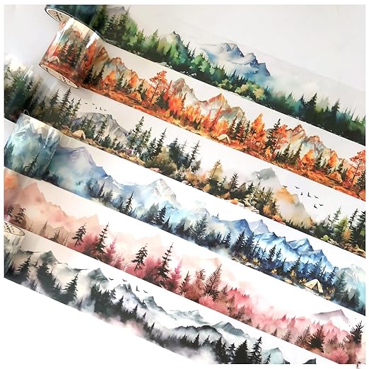 Landscape PET Tape Stickers for Scrapbook Supplies, 6 Rolls Transparent Nature Journal Stickers for Scrapbooking, Junk Journal Supplies, DIY Crafts (Forest Paths)