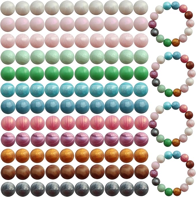 120pcs 15mm Bulk Silicone Beads for Pens, Keychains, Necklaces and Bracelets - Assorted Rubber Beads Set (Phantom)