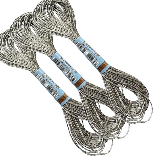 3 Skeins Embroidery Thread, Metallic Embroidery Floss Set, Polyester Cross-Stitch Threads for Hand Embroidery, String Art(E168)