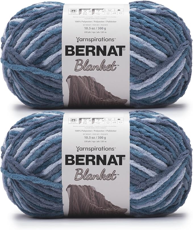 Bernat Blanket - 2 Pack of 220 Yards/10.5 oz Cozy Blue 100% Polyester Yarn