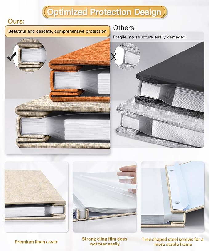Popotop Photo Album Self Adhesive Scrapbook Album for 4x6 5x7 8x10 Pictures DIY Photo Book as Scrapbooking Supplies Kits, Birthday Gifts for Women Mom Wedding Baby Family Travel