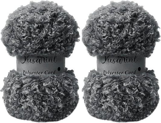 (32 Colors Available) Yusarinl 2 Skeins Teddy Bear Yarn,Fuzzy Yarn for Crochet Polyester Plush Fur for Crafts Fluffy Fuzzy for Knitting(6.7 oz, 80 yds)-Dark Gray