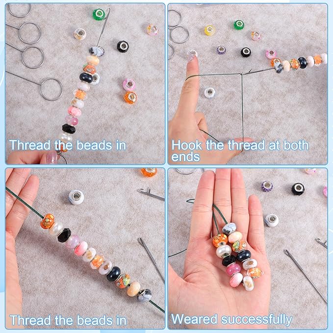 LIQWEI 10 Pcs Loop Turner Sewing Tool, 2 Sizes Tongue Crochet Tool Latch Hook for Silicone Beads Fabric Tube Strips DIY Accessories