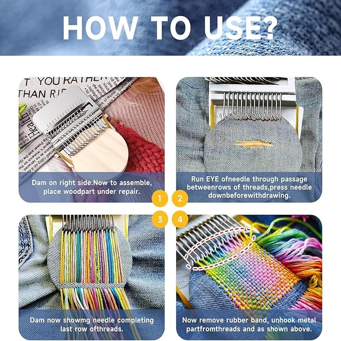Bopanol Knit Patch, Knit Patch Loom kit, Mini Darning Loom for Beginners, Knit Patch kit Used for Repairing Holes in Socks, Clothes, and Jeans，Convenient to Carry and Easy to Use (14 Hooks)