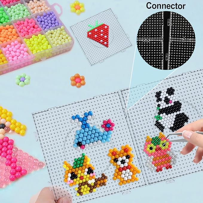 Phinus 6 PCS 5mm Fuse Beads Pegboards Kits, Plastic Bead Boards with 4 PCS Ironing Paper, Large Square Clear Beads Pegboards for Kids Craft Bead, DIY Craft Bead