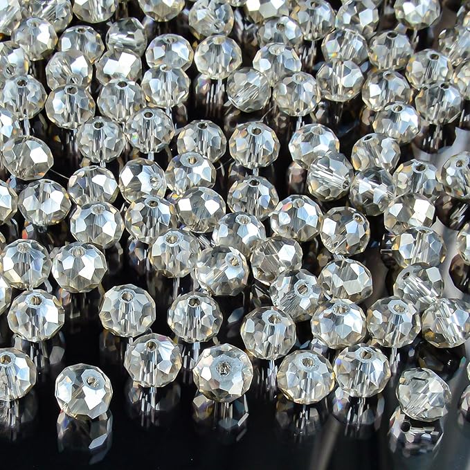 laopottbeads 460pcs 8mm crystal glass beads for jewelry making beads for bracelets necklace pendants making supplies(gray)