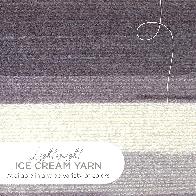 Lion Brand Yarn (1 Skein) Ice Cream Baby Yarn, Cookies & Cream Baby