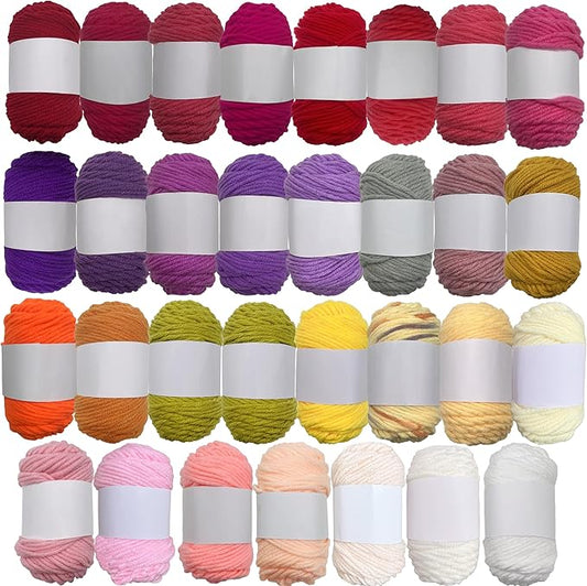 30 Color Multicolor Yarn, 15g Soft Acrylic Yarn for Crocheting, Knitting, DIY Projects