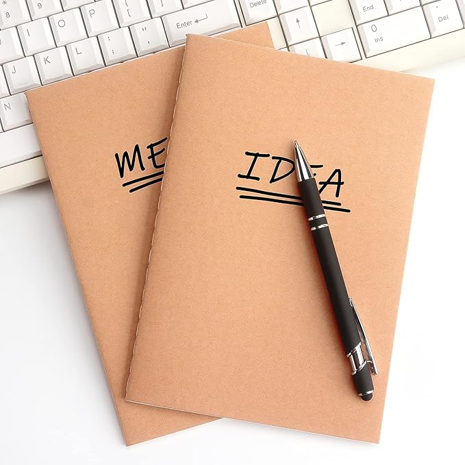ZZTX 4 Pack Blank Kraft Notebooks, Blank Paper Sketchbooks for Drawing Doodling Writing,Travel Journal Set, A5, 36 Pages, 8.3” X 5.5”