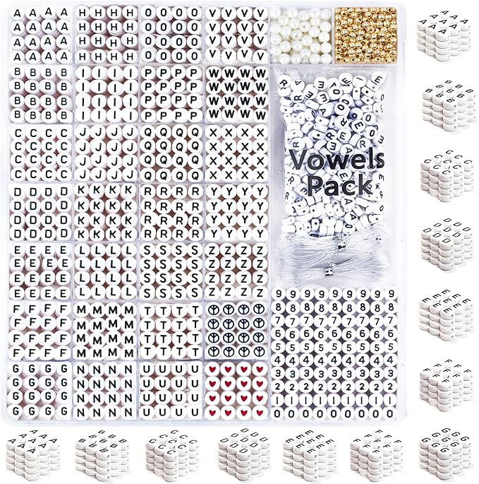 1650 Pcs Letter Beads Kit with Extra Vowels and Numbers, Alphabet Beads for Bracelets Making, Perfect for Friendship Bracelets