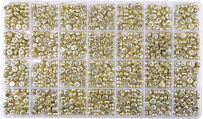 L'EclatDina 1000+ PCS Letter Beads, Alphabet Beads for Bracelets, Round Number & Heart, 5m Elastic String Jewelry Making Kit, Ideal Gift for Friendship Bracelets