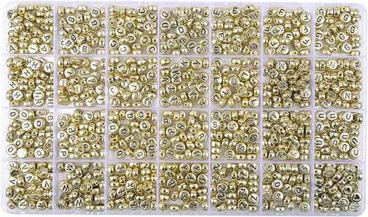L'EclatDina 1000+ PCS Letter Beads, Alphabet Beads for Bracelets, Round Number & Heart, 5m Elastic String Jewelry Making Kit, Ideal Gift for Friendship Bracelets