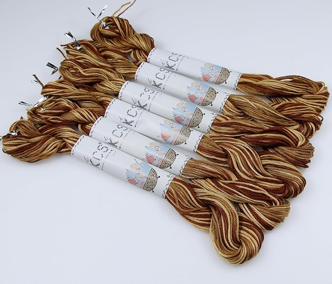 KCS Big skeins of 25 Meters Size 25 Color Variegated Cross Stitch Stranded Threads,6 skeins,105