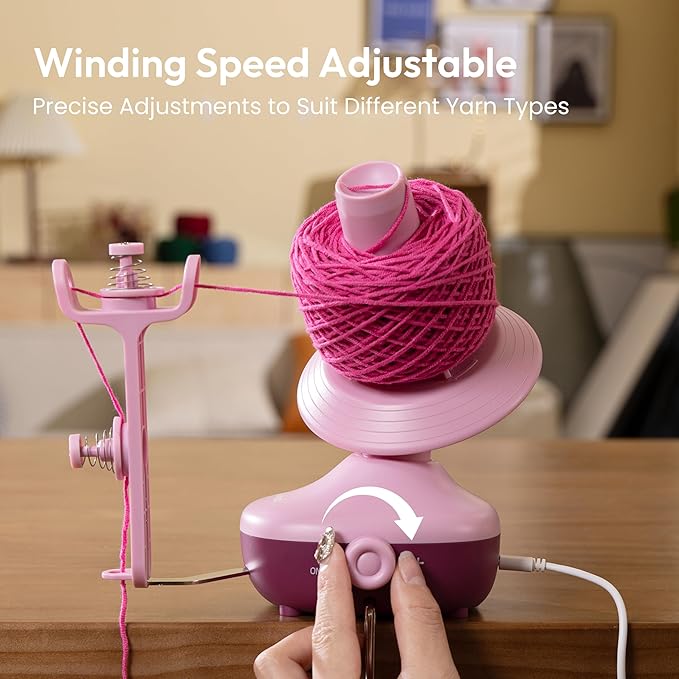 Yarn Winder, Electric Yarn Ball Winder for Crocheting, Compact Yarn Cake Winder Strong Tension Stepless Speed Automatic Yarn Spinner, Thoughtful Gifts for Knitting Lovers(Purple)