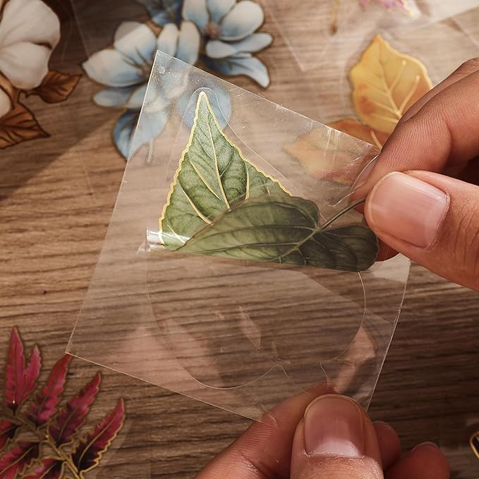 emmoolife Pressed Flower Stickers Set (100 PCS) Dried Flowers Themed Resin Sticker Decals Floral Botanical Journaling Stickers for Scrapbook Supplies Bullet Junk Journal Bottles Planner Laptops