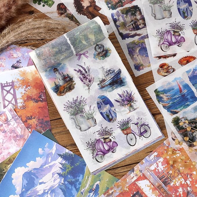Scrapbook Stickers Book - 400 Aesthetic Pre-Cut People & Washi Stickers for Journaling Junk Journaling Sticker