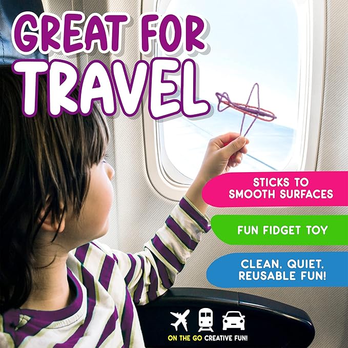 Wikki Stix for Doodlers - Kid's Travel Essential: Portable Creativity On-The-Go! Pack of 24 Wikki Stix in Neon and Primary Colors. Made in USA ! 3 & Up.