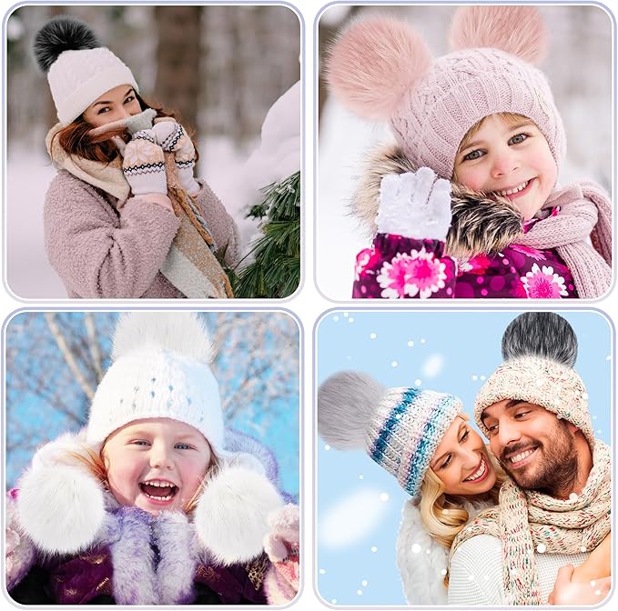 SIQUK 18 Pieces Pom Pom for Hats 6 Inch Large Faux Fur Pom Pom Balls with Elastic Loop for Hats Bags Scarves Gloves Keychains Knitting Crafts