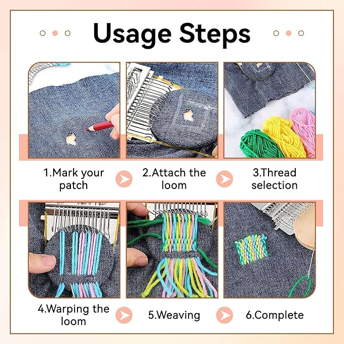 Agatige Speedweve Small Mini Darning Looms, Wooden Loom Speedweve Type Weave Tool Knit Patch Kit for DIY Crafts Mending Jeans Clothes Tapestries Carpets Scarves(14 Needles)