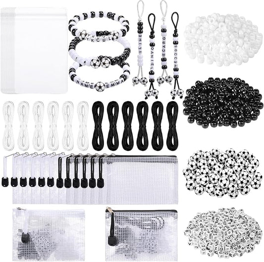 Tondiamo 1896 Pcs 12 Set Soccer Beads DIY Kit for Making Bracelets Necklace Lanyard Keychains Jewelry Making Crafts Sport Letter Bead Charm Sport Theme Party Favor Team Gift Backpack Accessories