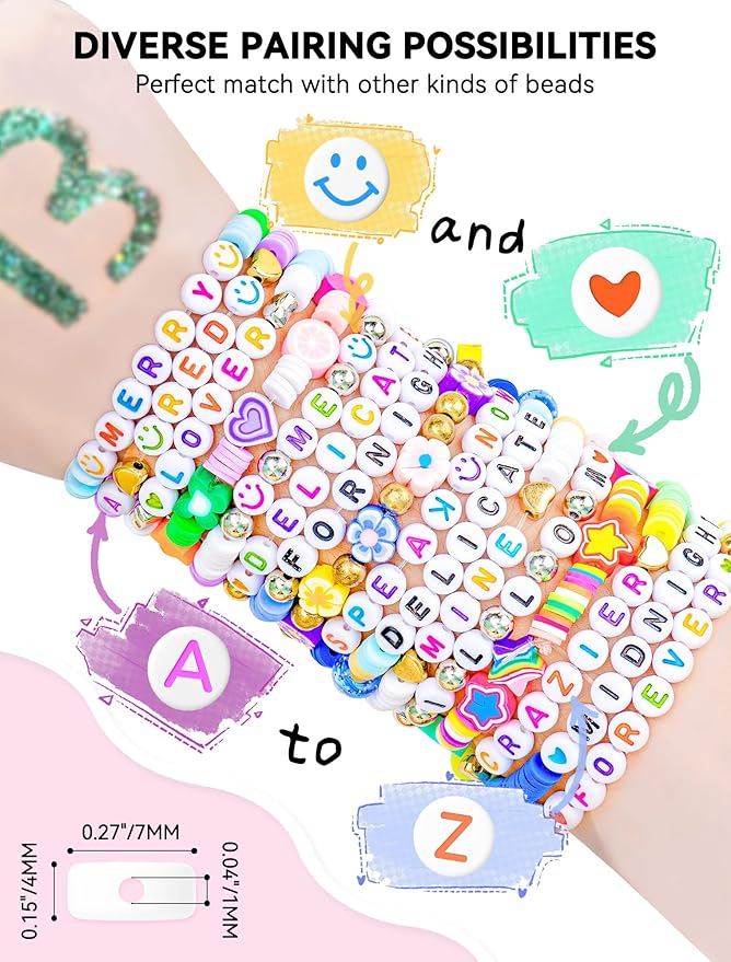 ARTDOT 1400 Pieces Letter Beads for Friendship Bracelets Making Kit, 28 Styles Assortment Jewelry Making Supplies Alphabet Beads Set with Cases Preppy Crafts
