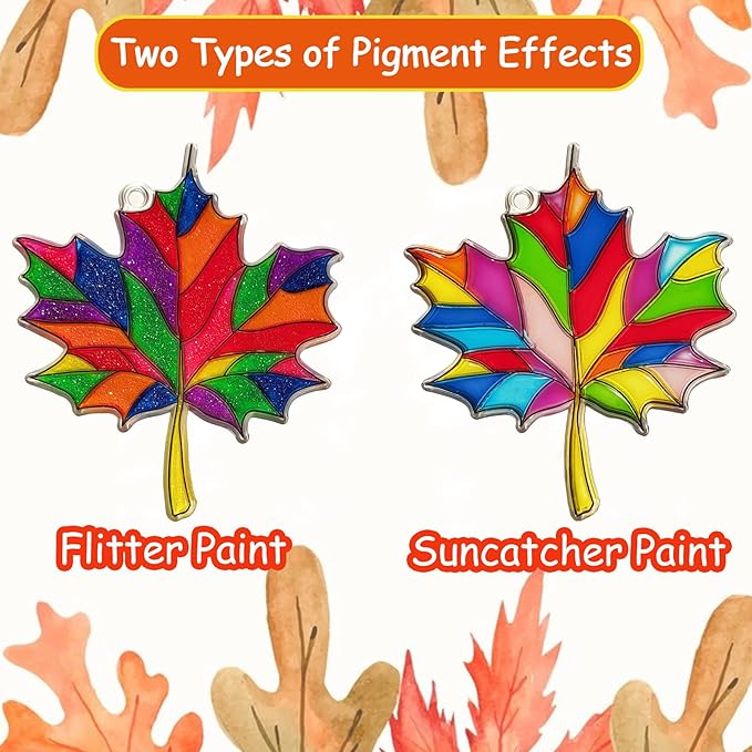 Ayhuhra 30 Sets Fall Leaf Pumpkin Suncatchers Craft Kits DIY Window Suncatchers Fall Pumpkin Arts and Crafts Activities Halloween Sun Catchers for Seniors Autumn Halloween Art Project