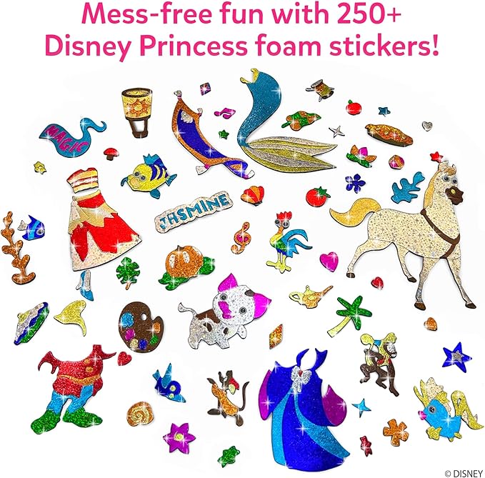 skillmatics foil fun - disney princess, mess-free art & craft kits for kids, diy activity, travel toy, perfect valentine’s day gift for fans of moana, cinderella, ariel, jasmine, ages 4, 5, 6, 7, 8, 9