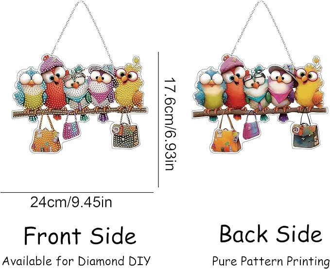 DIY 5D Diamond Art Kit for Adult – Gem Art Window & Wall Pendant, Acrylic Diamond Painting Ornament for Home & Garden Decoration (Bird)