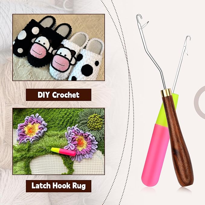 BALDCC 5 PCS Latch Hook, Crochet Hooks for Hair, Latch Hook Kit for Rug Making, Braiding, and Crochet Craft