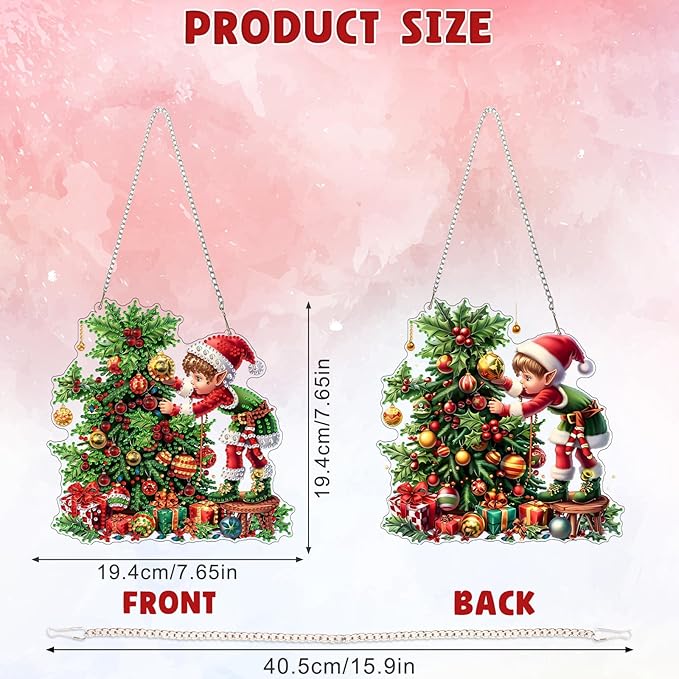 DOMROM Fairy Diamond Art Hanging Kits for Adults Beginners, Special Shaped Crystal Diamond Painting Fairy Pendant, DIY Diamond Art Suncatchers Christmas for Home Garden Wall Decor Gift