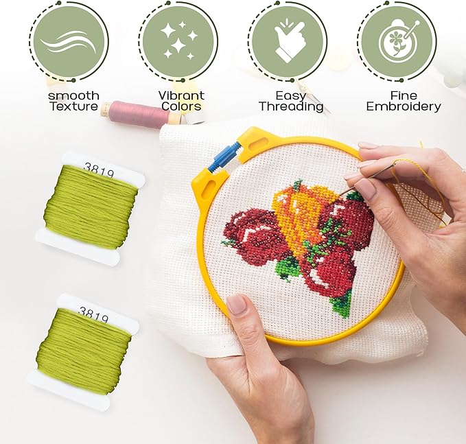 Embroidery Floss Kit and Refills - Cotton Threads - DMC Color Coding for Cross Stitch, String Crafts, Friendship Bracelets