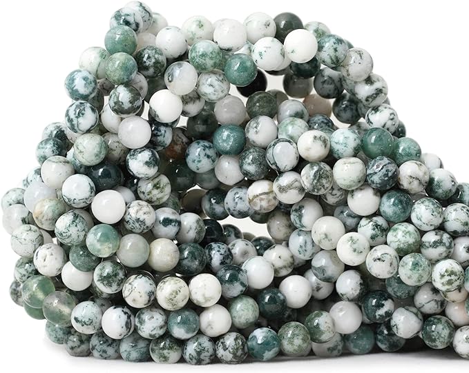 6mm 60PCS Natural Tree Agate Round Loose Beads for Jewelry Making 1 Strand 15"