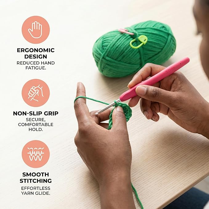 minimal beee Beginner Crochet Kit for Frog Keychain- Complete DIY Animal Craft Set with Easy Peasy Yarn and Step-by-Step Video Tutorial.Gift Hobby for Adults