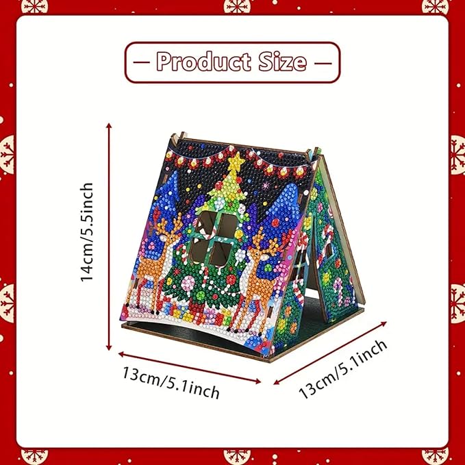 Party Ready 3D Diamond Painting Tent Craft Kit with LED Lights – Full Drill Crystal Mosaic Wood Puzzle, DIY Holiday Decorative Art for Home Display (Beach Tent)
