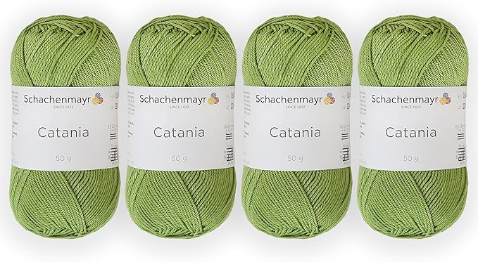 4 Skein/Pack Schachenmayr (SMC) Catania Originals Yarn, Each Ball 1.76 Oz (50gr) / 136 Yards (125 m), 100% Mercerized Cotton for Knitting and Crochet Yarn, Sport Weight, 205 - Apple