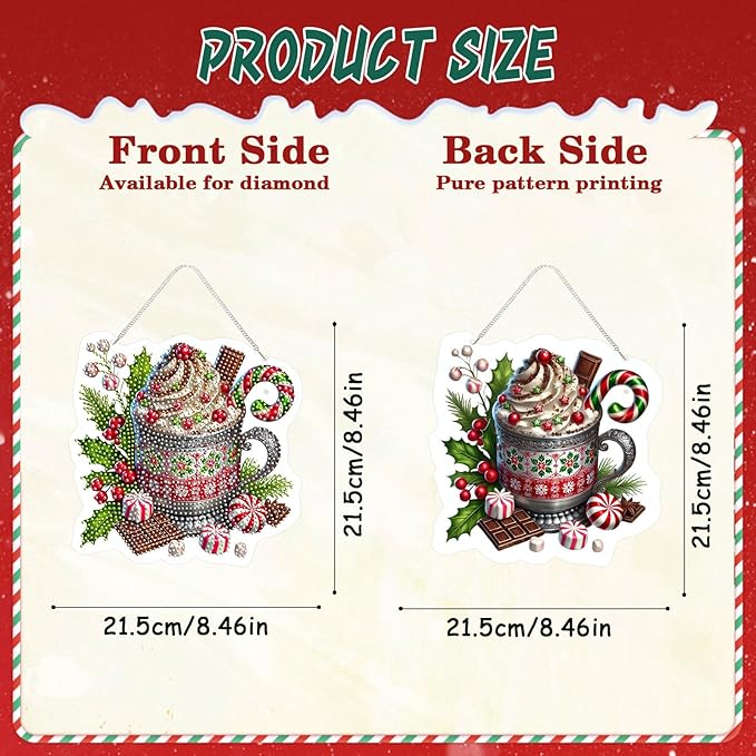 EMIEAUFG Christmas Diamond Art Hanging Kit for Adult, Xmas Candy Cup Diamond Art Pendants, Double Sided Acrylic & 5D Special Shaped Rhinestone, Christmas DIY Ornament for Window Home Wall Decor