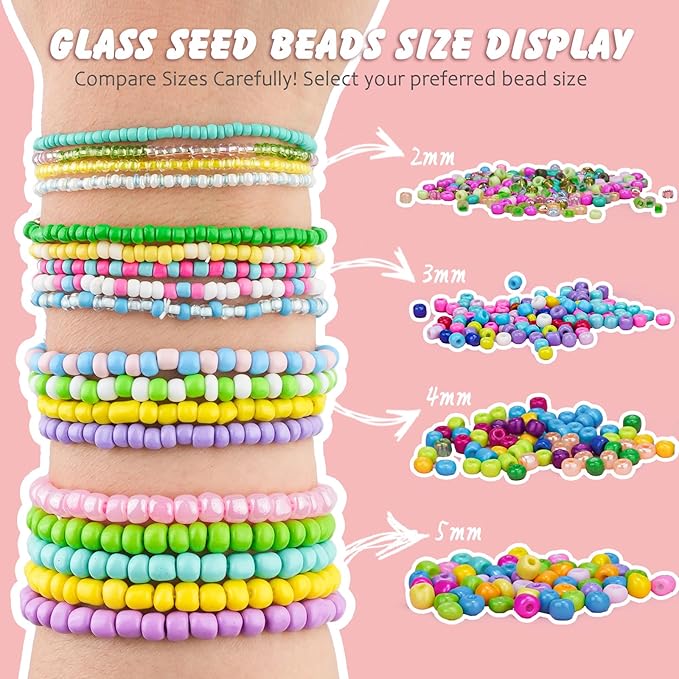 Friendship Bracelet Kit 3mm Seed Beads, 30000 Pcs 8/0 96 Colors Small Glass Beads Embroidery Kit with Letter Bead Charms for Jewelry Making Gifts Necklaces Waist Beads DIY Arts and Crafts for Adults