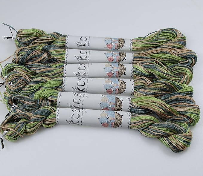 KCS Big skeins of 25 Meters Size 25 Color Variegated Cross Stitch Stranded Threads,6 skeins,4065