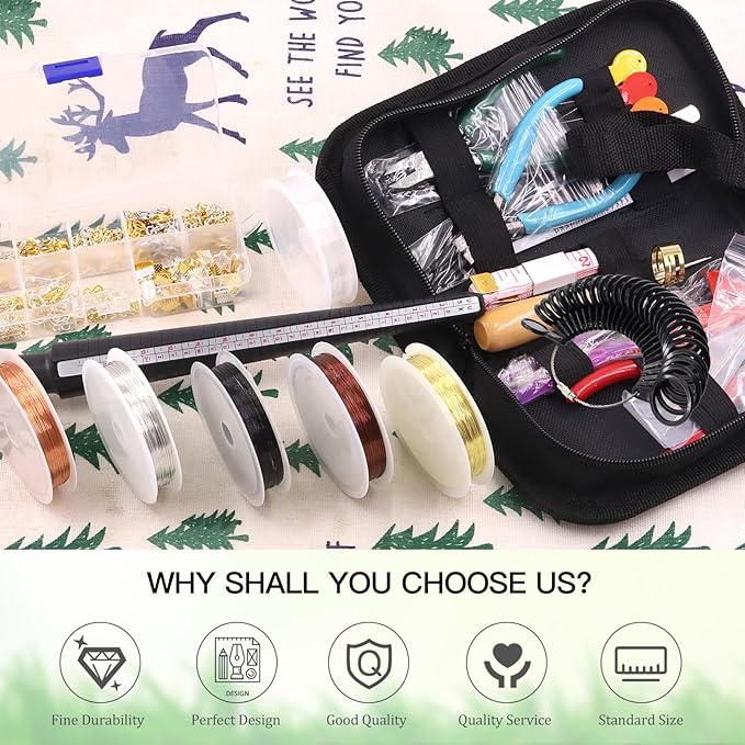 Keadic 947Pcss Jewelry Making Tool with Jewellery Findings Kit Includes Beading Wires, Mini Jewelry Pliers, Cord Ends, Lobster Clasps, Earring Hooks, Jump Rings, Eye Screw Pin for Adult and Beginners